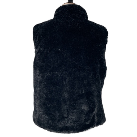 KC Collections Reversible Faux Fur Vest, Black, X-Large - Picture 3 of 12